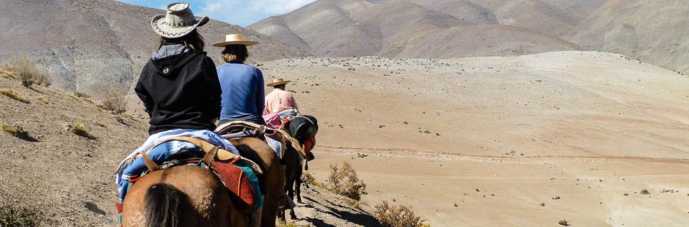 Touristen reiten durch die Landschaft Lateinamerikas
