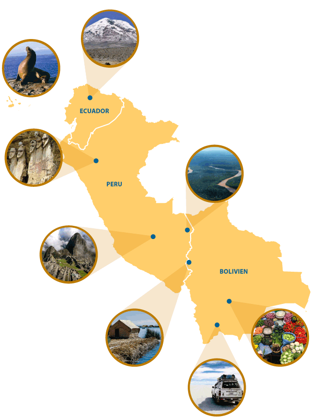 Bolivien Ecuador Peru Übersichtskarte
