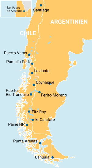 Patagonien Konvoi Karte Argentinien, Chile