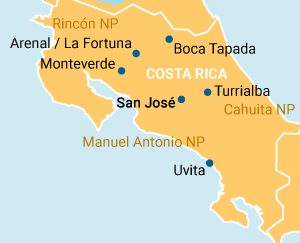 Costa Rica von Atlantik bis Pazifik Übersichtskarte
