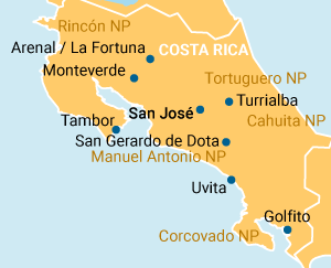 Costa Rica Intensiv Übersichtskarte