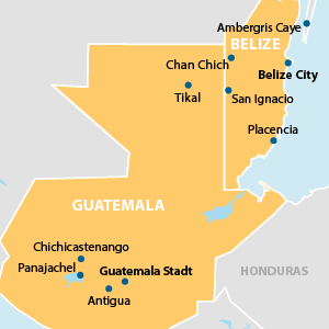 Guatemala und Belize Übersichtskarte