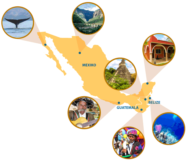 Belize Guatemala Mexiko Übersichtskarte