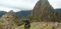 Ausblick auf die Ruinenstadt Machu Picchu in Peru