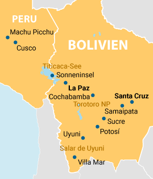 Schätze Boliviens Übersichtskarte