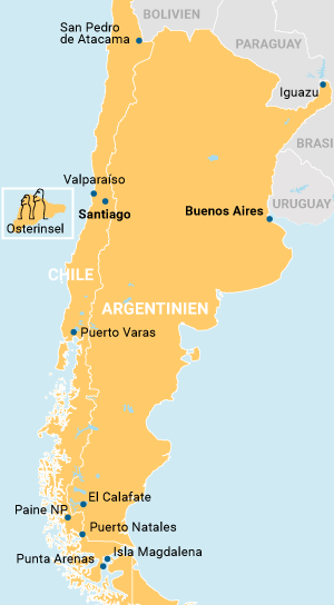 Atacama und Patagonien Übersichtskarte