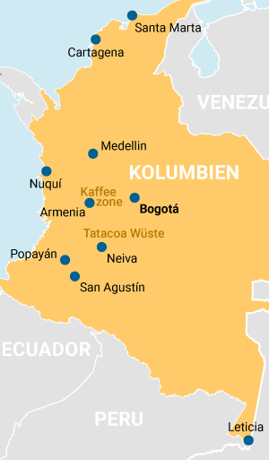 Länderseite Kolumbien Übersichtskarte