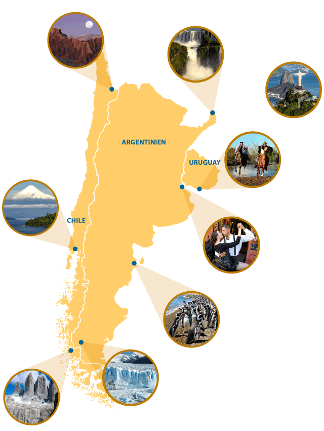 Argentinien Chile Uruguay Übersichtskarte