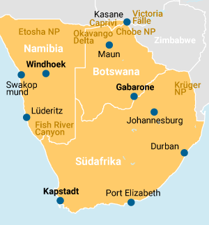 Südliches Afrika Übersichtskarte