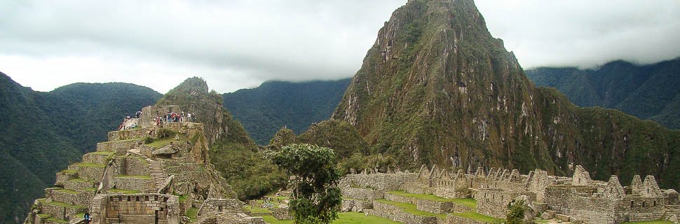 Ausblick auf die Ruinenstadt Machu Picchu in Peru